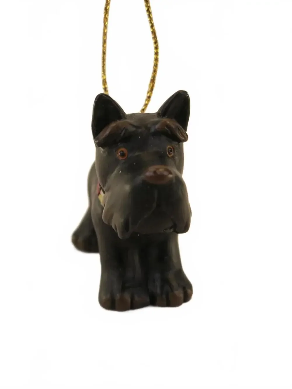 Black Scottie Dog Christmas Ornament with Holly Collar 1.75